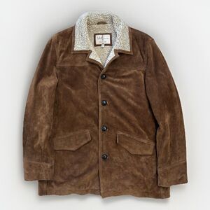 Wilsons Leather Jacket Mens Size XL Vintage USA Suede Sherpa Brown 4 Button